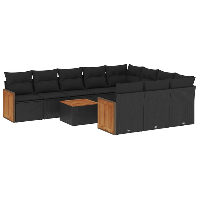 Set canapele de grădină cu perne, 11 piese, negru, poliratan - WALTI WALTI