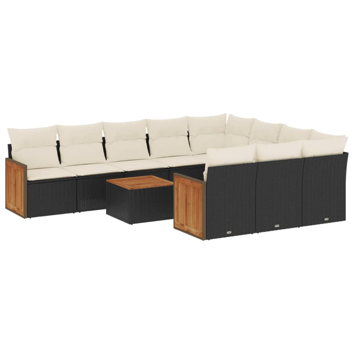 Set canapele de grădină cu perne, 11 piese, negru, poliratan - WALTI WALTI