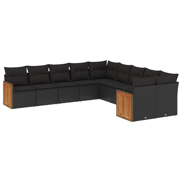 Set canapele de grădină cu perne, 10 piese, negru, poliratan - WALTI WALTI