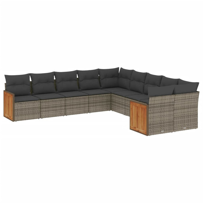 Set mobilier de grădină cu perne, 10 piese, gri, poliratan - WALTI WALTI