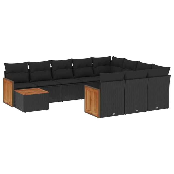 Set canapele de grădină cu perne, 11 piese, negru, poliratan - WALTI WALTI