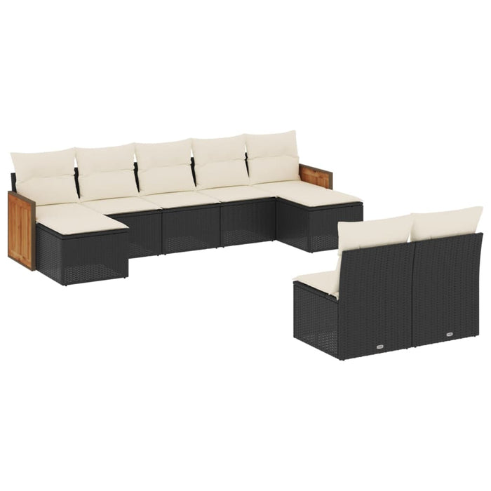Set mobilier de grădină cu perne, 9 piese, negru, poliratan - WALTI WALTI
