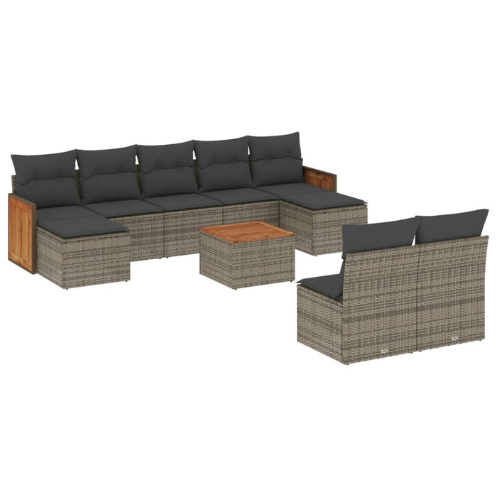 Set mobilier de grădină cu perne, 10 piese, gri, poliratan - WALTI WALTI