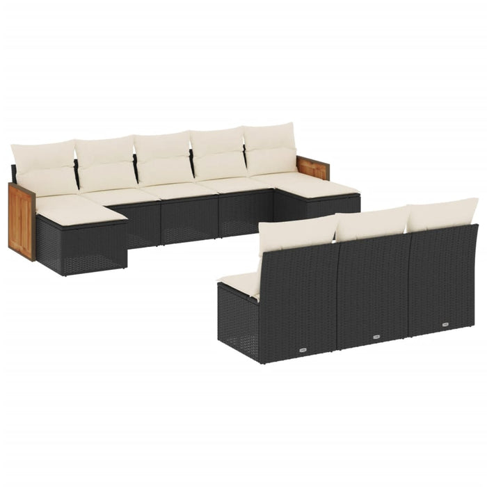 Set canapele de grădină cu perne, 10 piese, negru, poliratan - WALTI WALTI