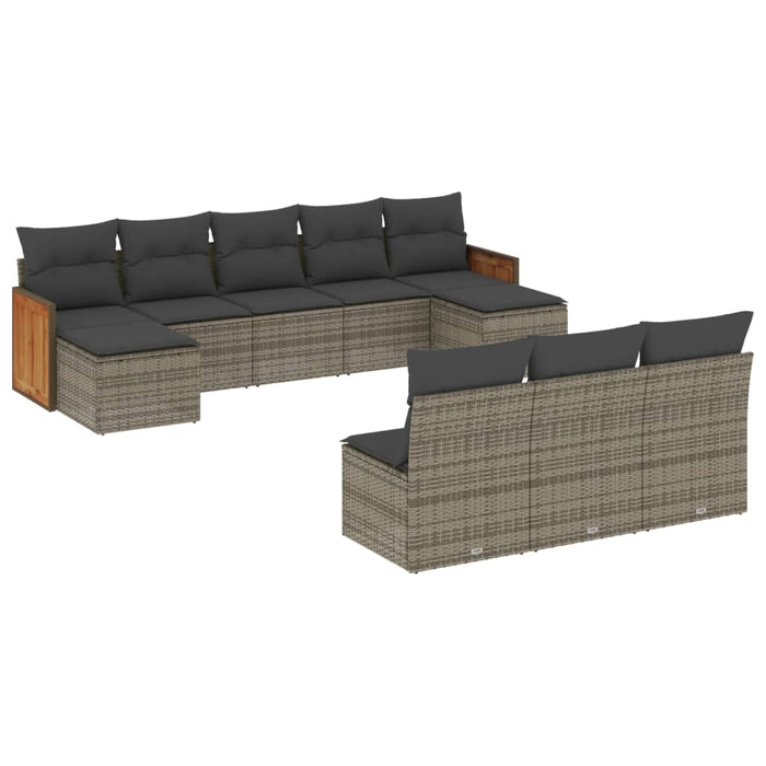 Set mobilier de grădină cu perne, 10 piese, gri, poliratan - WALTI WALTI