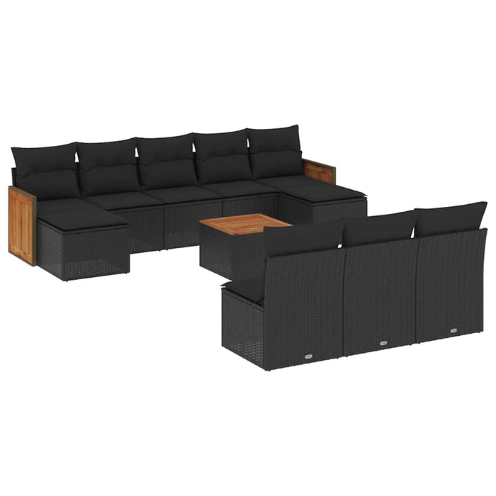 Set canapele de grădină cu perne, 11 piese, negru, poliratan - WALTI WALTI