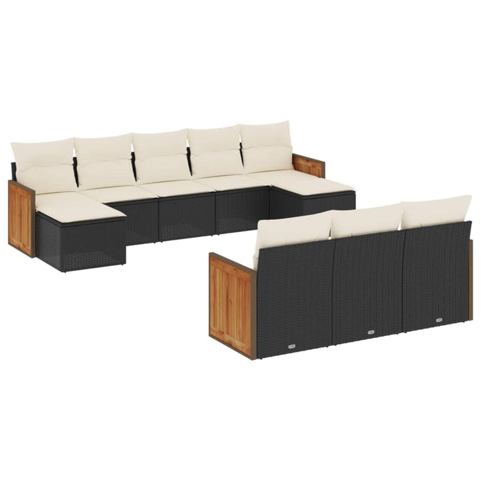 Set canapele de grădină cu perne, 10 piese, negru, poliratan - WALTI WALTI