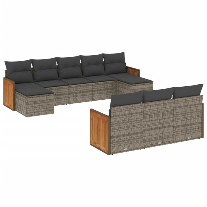 Set mobilier de grădină cu perne, 10 piese, gri, poliratan - WALTI WALTI