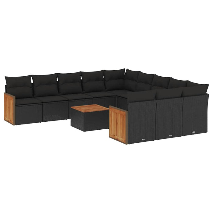 Set canapele de grădină, 12 piese, cu perne, negru, poliratan - WALTI WALTI