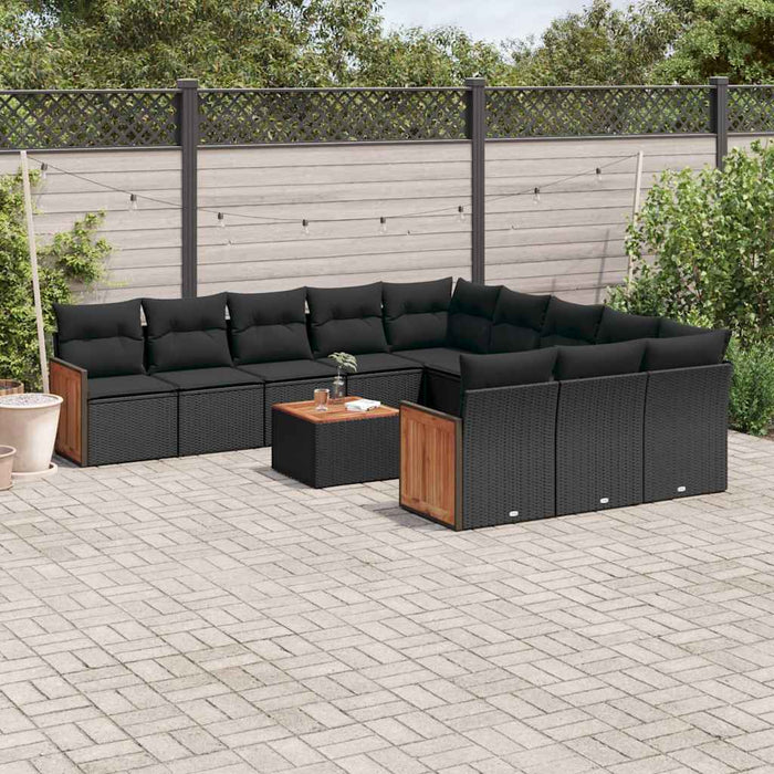 Set canapele de grădină, 12 piese, cu perne, negru, poliratan - WALTI WALTI