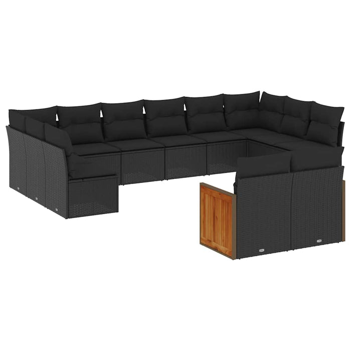 Set canapele de grădină, 12 piese, cu perne, negru, poliratan - WALTI WALTI