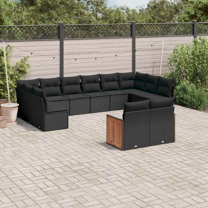 Set canapele de grădină, 12 piese, cu perne, negru, poliratan - WALTI WALTI