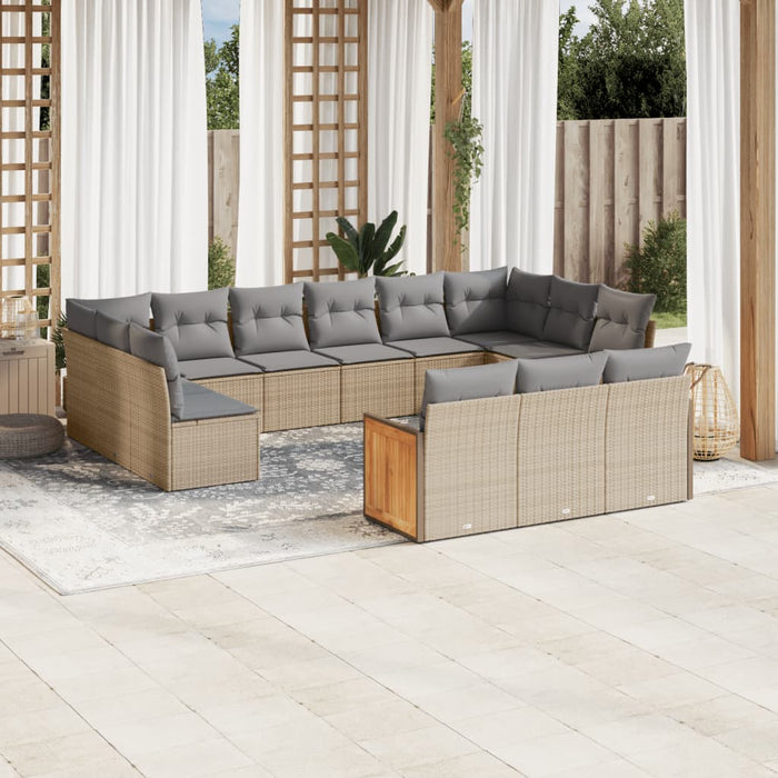 Set canapele de grădină, 13 piese, cu perne, bej, poliratan - WALTI WALTI