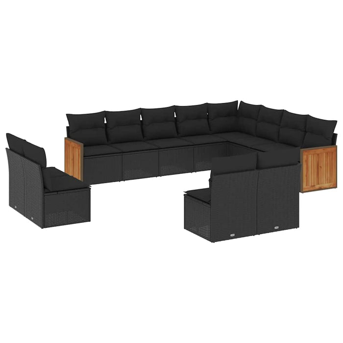 Set canapele de grădină, 12 piese, cu perne, negru, poliratan - WALTI WALTI