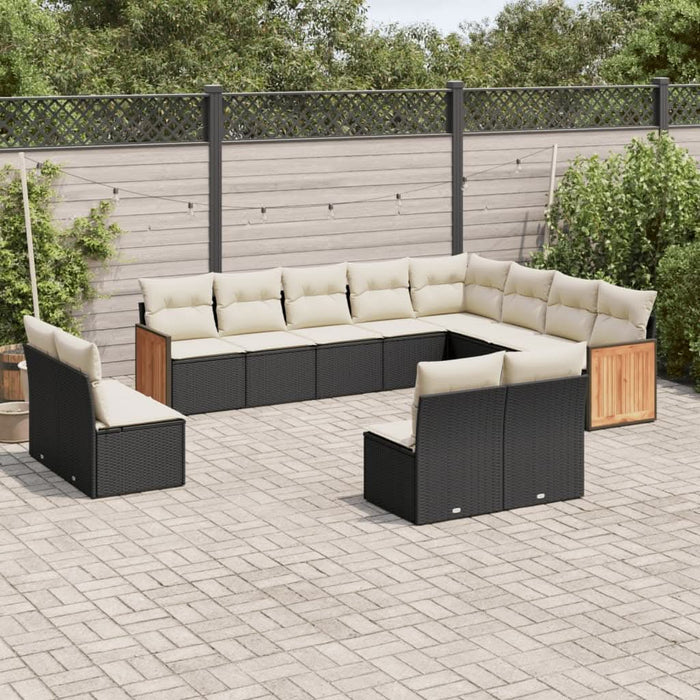 Set canapele de grădină, 12 piese, cu perne, negru, poliratan - WALTI WALTI