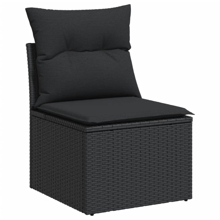 Set mobilier de grădină cu perne, 13 piese, negru, poliratan - WALTI WALTI
