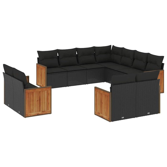 Set canapele de grădină cu perne, 11 piese, negru, poliratan - WALTI WALTI