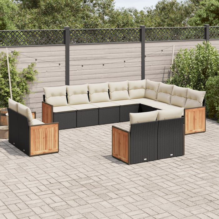 Set canapele de grădină, 12 piese, cu perne, negru, poliratan WALTI