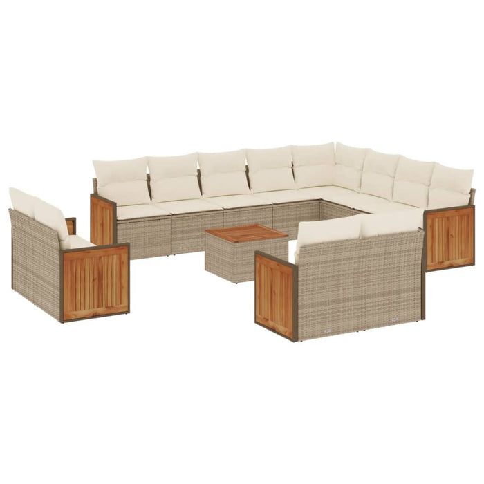 Set canapele de grădină, 13 piese, cu perne, bej, poliratan WALTI