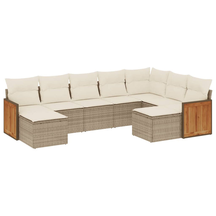 Set canapele de grădină, 9 piese, cu perne, bej, poliratan - WALTI WALTI