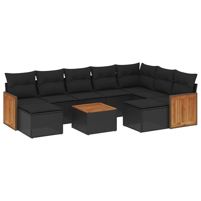 Set canapele de grădină cu perne, 10 piese, negru, poliratan - WALTI WALTI