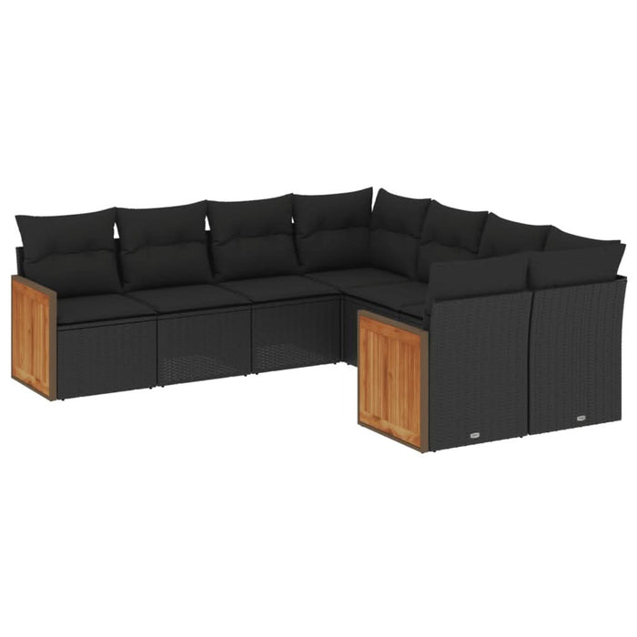 Set mobilier de grădină cu perne, 8 piese, negru, poliratan - WALTI WALTI