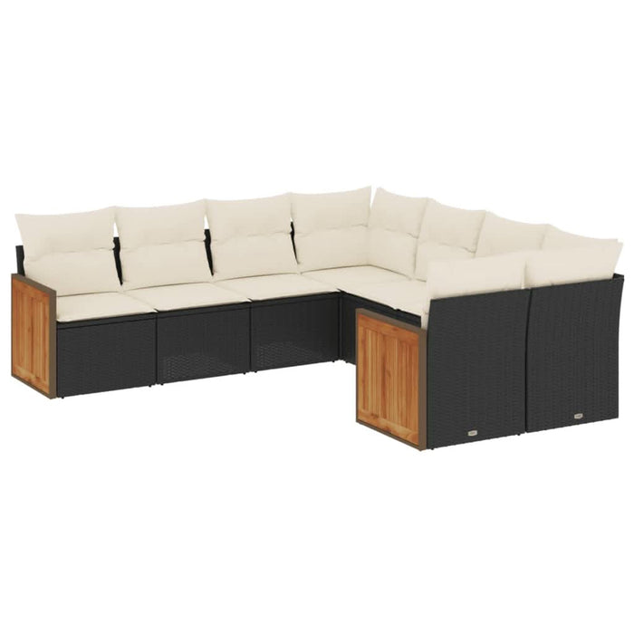 Set mobilier de grădină cu perne, 8 piese, negru, poliratan - WALTI WALTI
