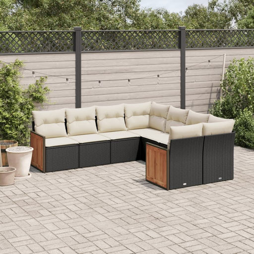 Set mobilier de grădină cu perne, 8 piese, negru, poliratan - WALTI WALTI