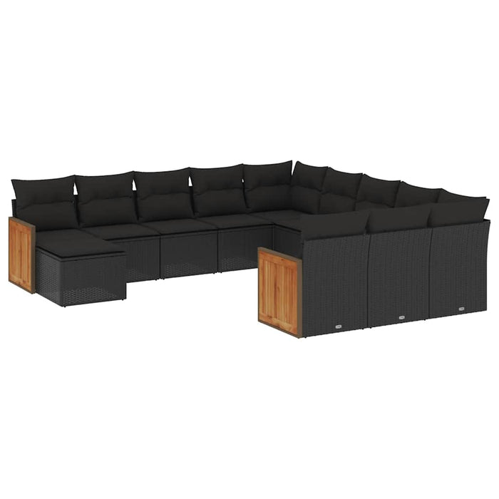 Set canapele de grădină, 12 piese, cu perne, negru, poliratan - WALTI WALTI
