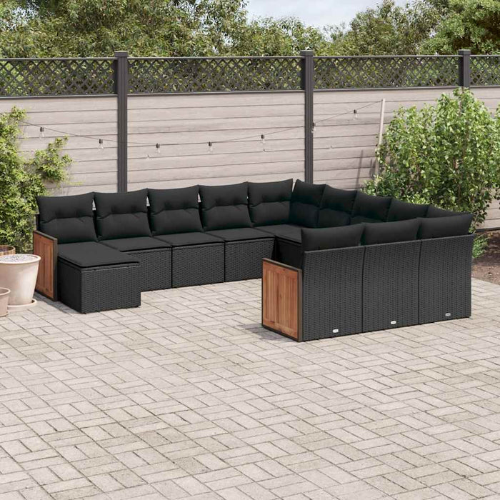 Set canapele de grădină, 12 piese, cu perne, negru, poliratan - WALTI WALTI