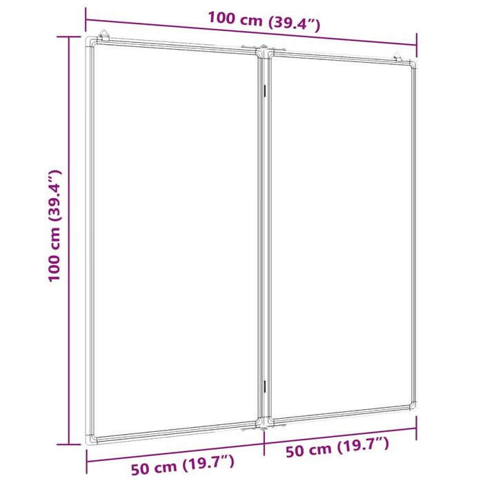 Tablă magnetică pliabilă, alb, 100x100x1,7 cm, aluminiu - WALTI WALTI
