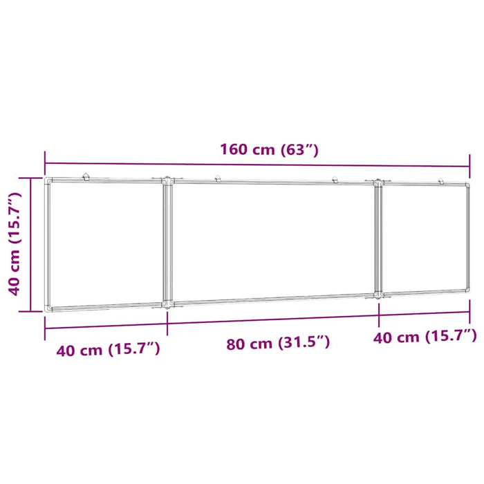 Tablă magnetică pliabilă, alb, 160x40x1,7 cm, aluminiu - WALTI WALTI