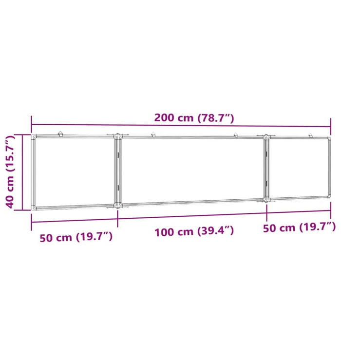 Tablă magnetică pliabilă, alb, 200x40x1,7 cm, aluminiu - WALTI WALTI