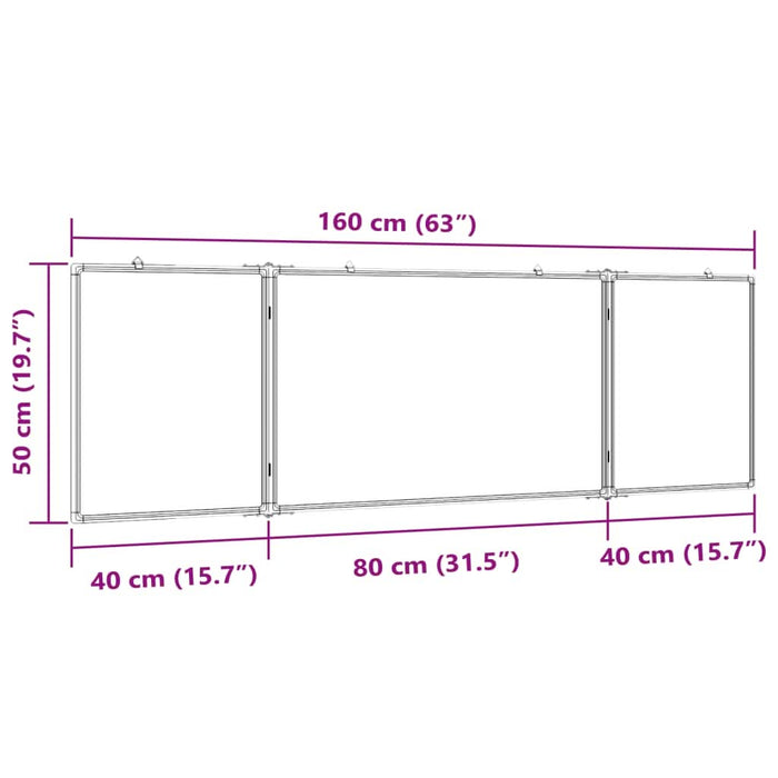 Tablă magnetică pliabilă, alb, 160x50x1,7 cm, aluminiu - WALTI WALTI