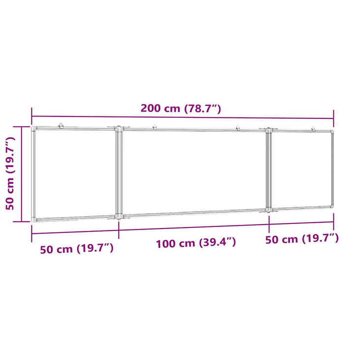 Tablă magnetică pliabilă, alb, 200x50x1,7 cm, aluminiu - WALTI WALTI