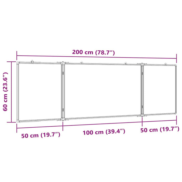 Tablă magnetică pliabilă, alb, 200x60x1,7 cm, aluminiu - WALTI WALTI