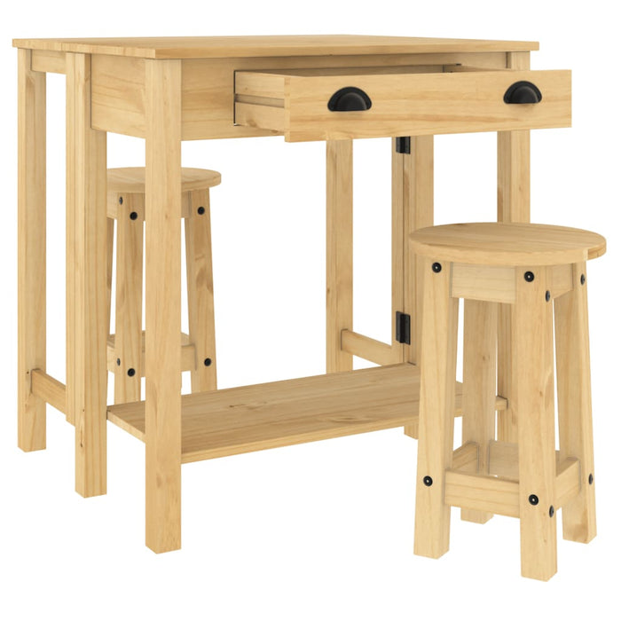 Set mobilier de bar, 3 piese, lemn masiv de pin - WALTI WALTI