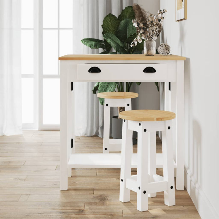 Set mobilier de bar, 3 piese, alb, lemn masiv de pin - WALTI WALTI