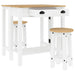 Set mobilier de bar, 3 piese, alb, lemn masiv de pin - WALTI WALTI
