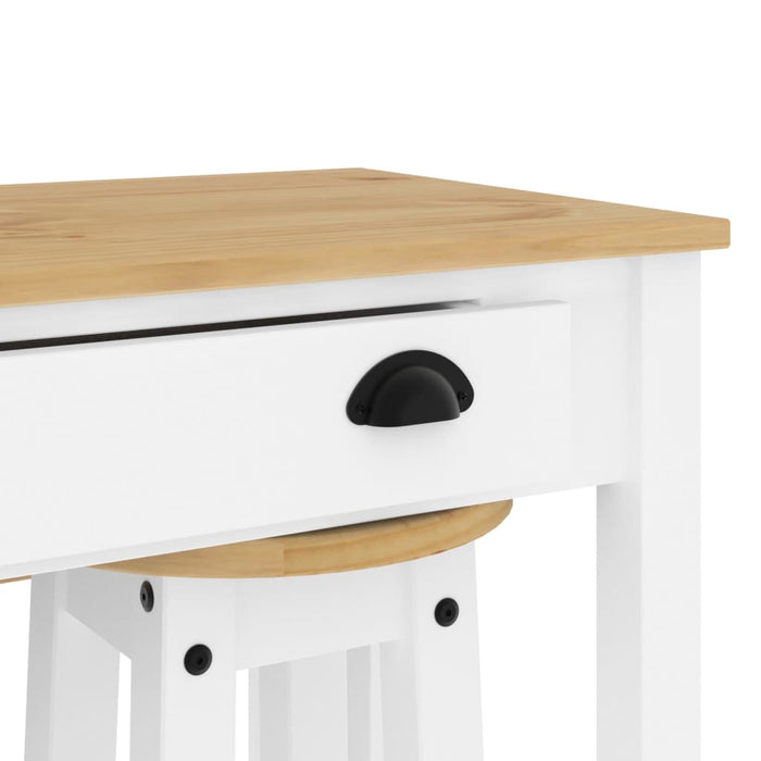 Set mobilier de bar, 3 piese, alb, lemn masiv de pin - WALTI WALTI