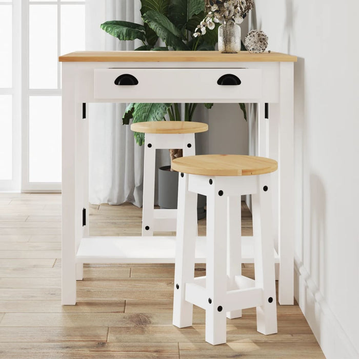 Set mobilier de bar, 3 piese, alb, lemn masiv de pin - WALTI WALTI
