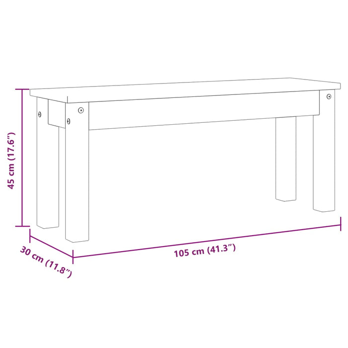 Banchetă de bucătărie Panama, gri, 105x30x45 cm, lemn masiv pin - WALTI WALTI