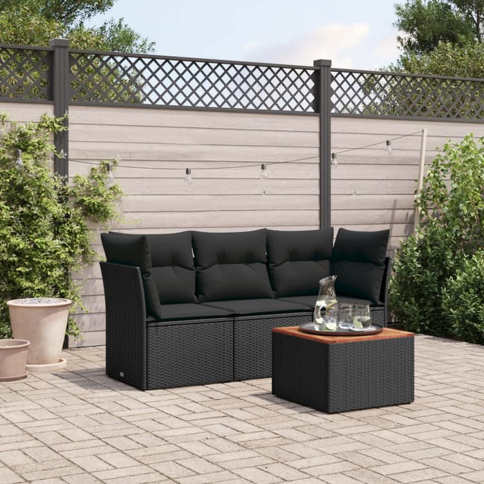 Set mobilier de grădină cu perne, 4 piese, negru, poliratan - WALTI WALTI