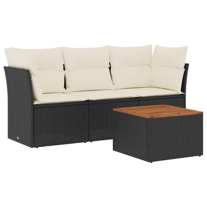 Set mobilier de grădină cu perne, 4 piese, negru, poliratan - WALTI WALTI