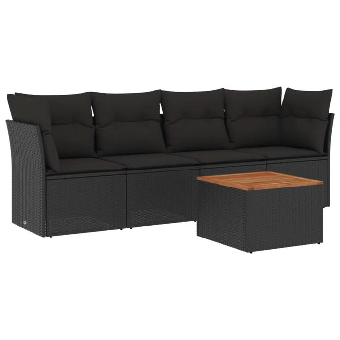Set mobilier de grădină cu perne, 5 piese, negru, poliratan - WALTI WALTI