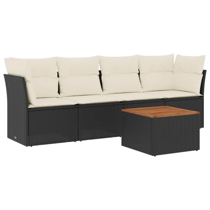 Set mobilier de grădină cu perne, 5 piese, negru, poliratan - WALTI WALTI