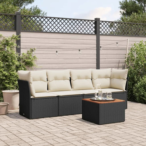 Set mobilier de grădină cu perne, 5 piese, negru, poliratan - WALTI WALTI