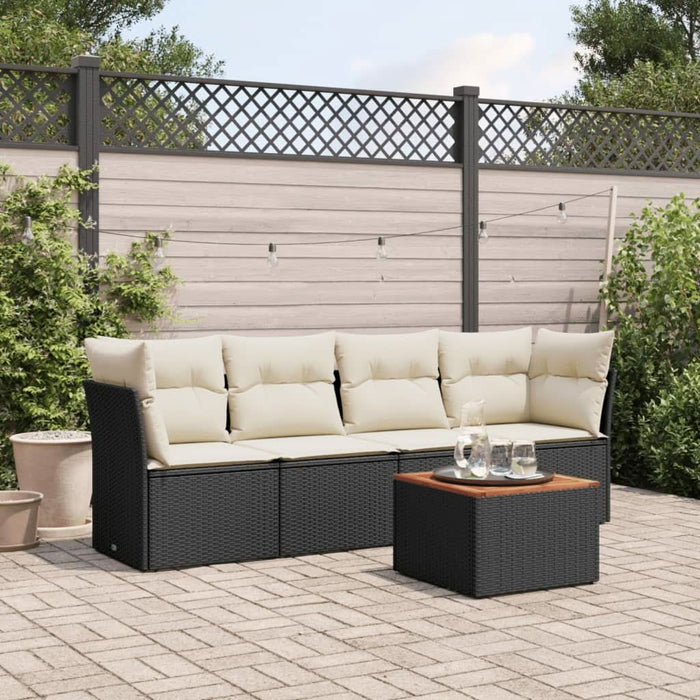 Set mobilier de grădină cu perne, 5 piese, negru, poliratan - WALTI WALTI