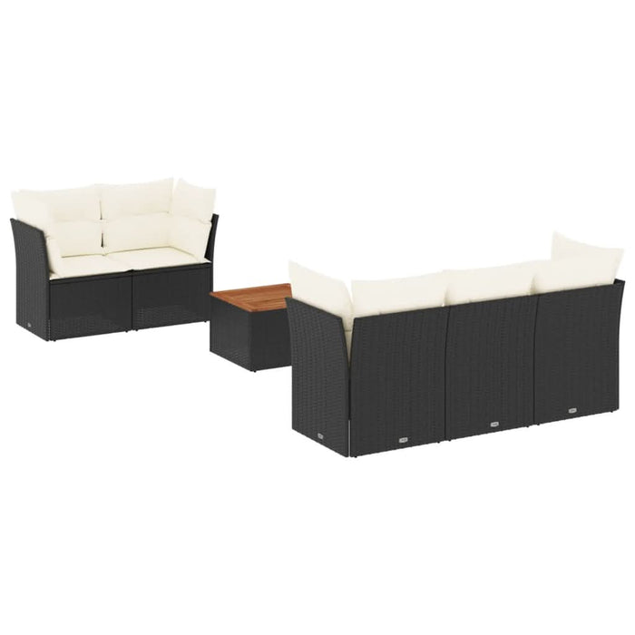 Set mobilier de grădină cu perne, 6 piese, negru, poliratan - WALTI WALTI