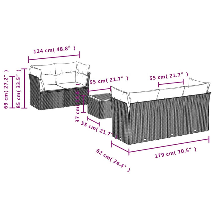 Set mobilier de grădină cu perne, 6 piese, negru, poliratan - WALTI WALTI